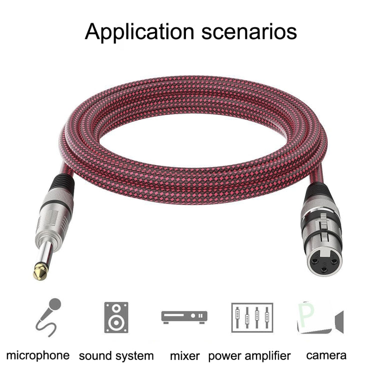 Rot und Schwarz Netz TRS 6,35mm Stecker zu Caron Buchse Mikrofon XLR Balanced Kabel, 0,5m, 1m, 1,8m, 3m, 5m, 8m, 10m, 12m, 15m, 20m, 25m, 30m