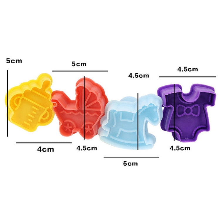 4-in-1 3D Baby-Serie Keksausstecher Fondant-Ausstechwerkzeuge, Zufällige Farblieferung, 4-in-1 3D Baby-Serie
