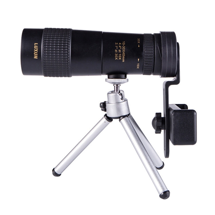 LUXUN 10-30x40 Einzelrohr HD Hochleistungs-Teleskop Handy Mini-Teleskop, Teleskop & Telefonclip & Stativ