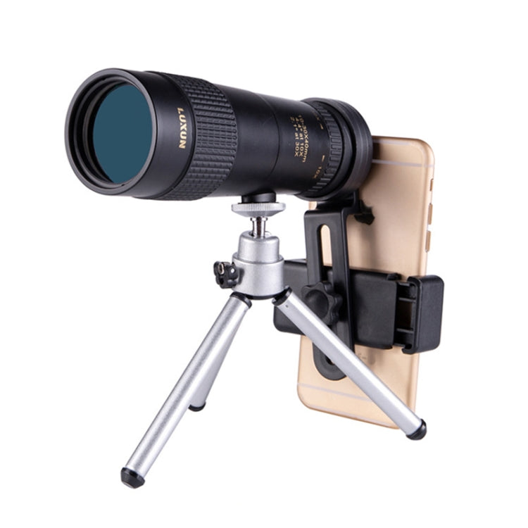 LUXUN 10-30x40 Einzelrohr HD Hochleistungs-Teleskop Handy Mini-Teleskop, Teleskop & Telefonclip & Stativ