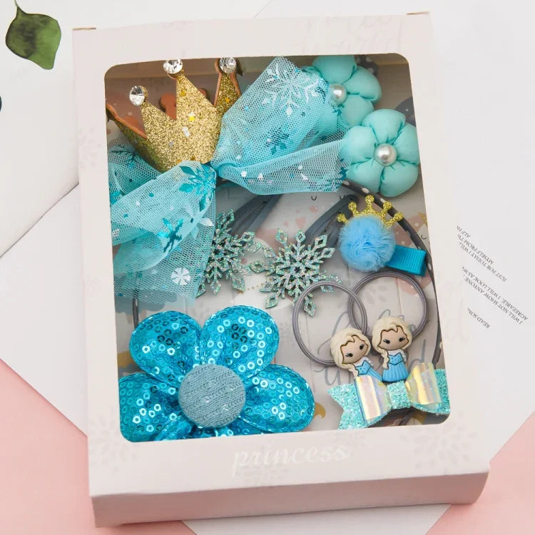 Niedliches Haaraccessoire-Set für Mädchen: Mesh-Schleife, Krone, Stirnband