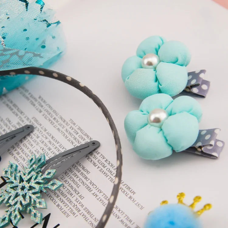 Niedliches Haaraccessoire-Set für Mädchen: Mesh-Schleife, Krone, Stirnband