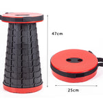 Tragbarer klappbarer Teleskop-Hocker aus Kunststoff für Outdoor, Camping, Angeln, Garten, 47cm (Schwarz), 47cm (Rot), 47cm (Gelb)
