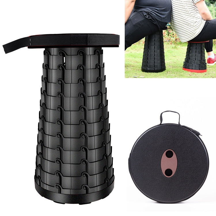 Tragbarer klappbarer Teleskop-Hocker aus Kunststoff für Outdoor, Camping, Angeln, Garten, 47cm (Schwarz), 47cm (Rot), 47cm (Gelb)
