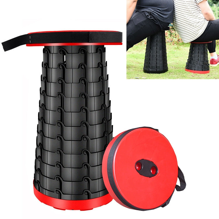 Tragbarer klappbarer Teleskop-Hocker aus Kunststoff für Outdoor, Camping, Angeln, Garten, 47cm (Schwarz), 47cm (Rot), 47cm (Gelb)