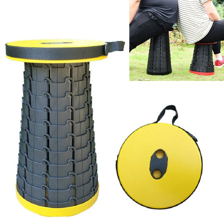 Tragbarer klappbarer Teleskop-Hocker aus Kunststoff für Outdoor, Camping, Angeln, Garten, 47cm (Schwarz), 47cm (Rot), 47cm (Gelb)