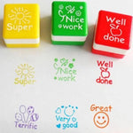 24 STÜCK / Box Lehrerkommentare Cartoon Kunststoff Quadratische Stempel Buntes Muster Kinder Spielzeug Stempel, Quadratische Stempel