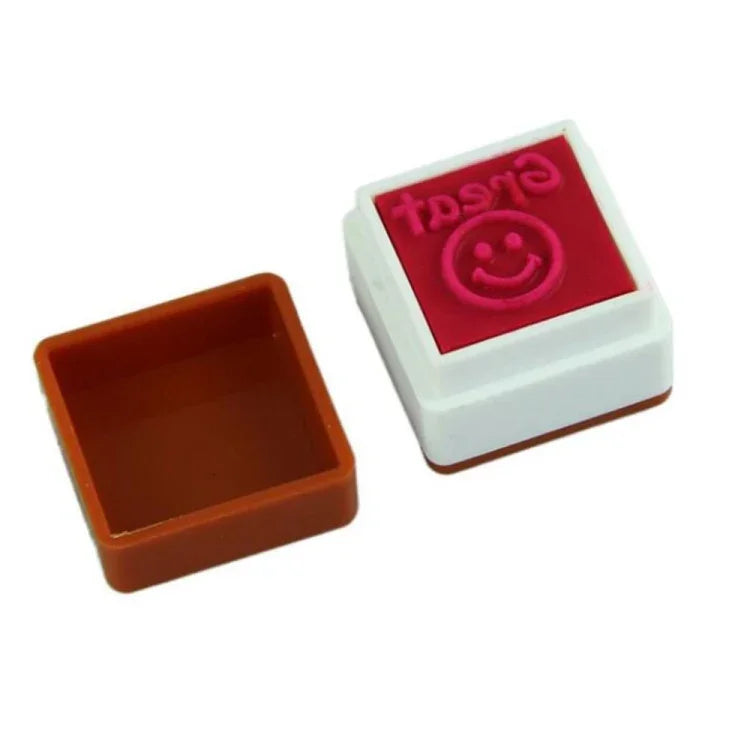 24 STÜCK / Box Lehrerkommentare Cartoon Kunststoff Quadratische Stempel Buntes Muster Kinder Spielzeug Stempel, Quadratische Stempel