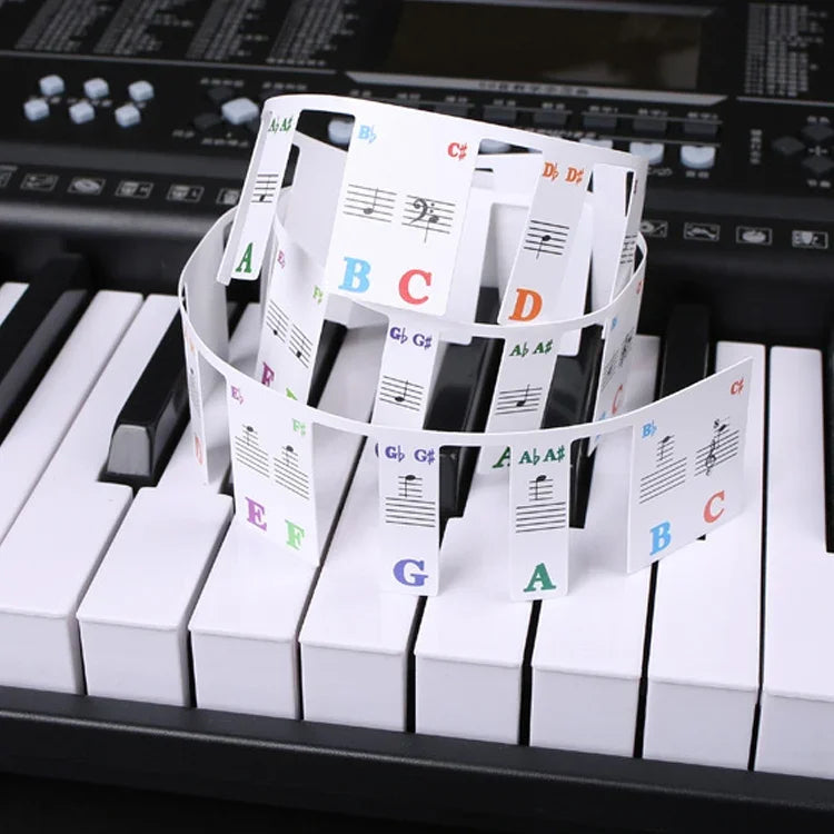 Kinder Anfänger Klavier Tastatur Farbaufkleber Musikinstrumentenzubehör, Imitation Klaviertasten 61 Tasten, Klaviertasten 61 Tasten