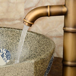 Antiker Retro Warm Kaltwasser Bad Waschtisch Bambus Wasserfall Waschtisch Kupfer Armatur, 2 Knöpfe gebrochen, 3 Knöpfe gebrochen, Frühe 2 Knöpfe, Frühe 3 Knöpfe, Winkel 2 Knöpfe, Winkel 3 Knöpfe