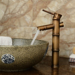 Antiker Retro Warm Kaltwasser Bad Waschtisch Bambus Wasserfall Waschtisch Kupfer Armatur, 2 Knöpfe gebrochen, 3 Knöpfe gebrochen, Frühe 2 Knöpfe, Frühe 3 Knöpfe, Winkel 2 Knöpfe, Winkel 3 Knöpfe