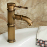 Antiker Retro Warm Kaltwasser Bad Waschtisch Bambus Wasserfall Waschtisch Kupfer Armatur, 2 Knöpfe gebrochen, 3 Knöpfe gebrochen, Frühe 2 Knöpfe, Frühe 3 Knöpfe, Winkel 2 Knöpfe, Winkel 3 Knöpfe