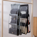 6 Fächer, 3 Lagen, faltbare Hängetasche, Regal-Organizer für Geldbörsen und Handtaschen, Schwarz, Grau