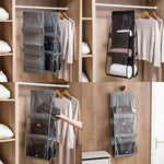 6 Fächer, 3 Lagen, faltbare Hängetasche, Regal-Organizer für Geldbörsen und Handtaschen, Schwarz, Grau