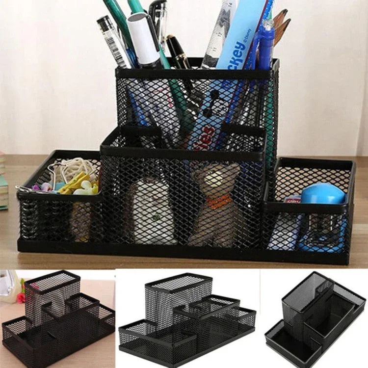 Schreibtischhalter Organizer Metallgeflecht-Stil Bleistift-Stifthalter Aufbewahrungsbox Home Aufbewahrungsorganisation, Größe: 15,5x10,2x10cm, Schreibtischhalter