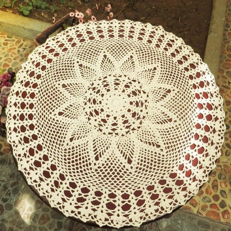 Exquisite handgemachte Häkelnadel Blumengarten Mori Baumwollspitze durchbrochen gewebte runde Tischdecke, 60cm Durchmesser