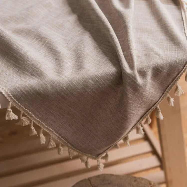 Rechteckige Tischdecke aus Baumwollleinen mit Quasten für Hochzeiten, Partys, Küchen und Heimdekoration, 100x140cm, 140x140cm, 140x160cm, 140x180cm, 140x200cm, 140x220cm, 140x250cm, 140x260cm, 140x300cm