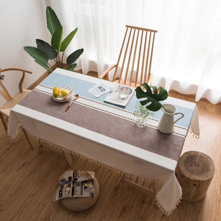 Rechteckige Tischdecke aus Baumwollleinen mit Quasten für Hochzeiten, Partys, Küchen und Heimdekoration, 100x140cm, 140x140cm, 140x160cm, 140x180cm, 140x200cm, 140x220cm, 140x250cm, 140x260cm, 140x300cm
