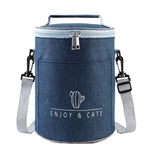 Runde Lunchtasche, isolierte Lunchbox, faltbare und tragbare Lunchtasche, L, M