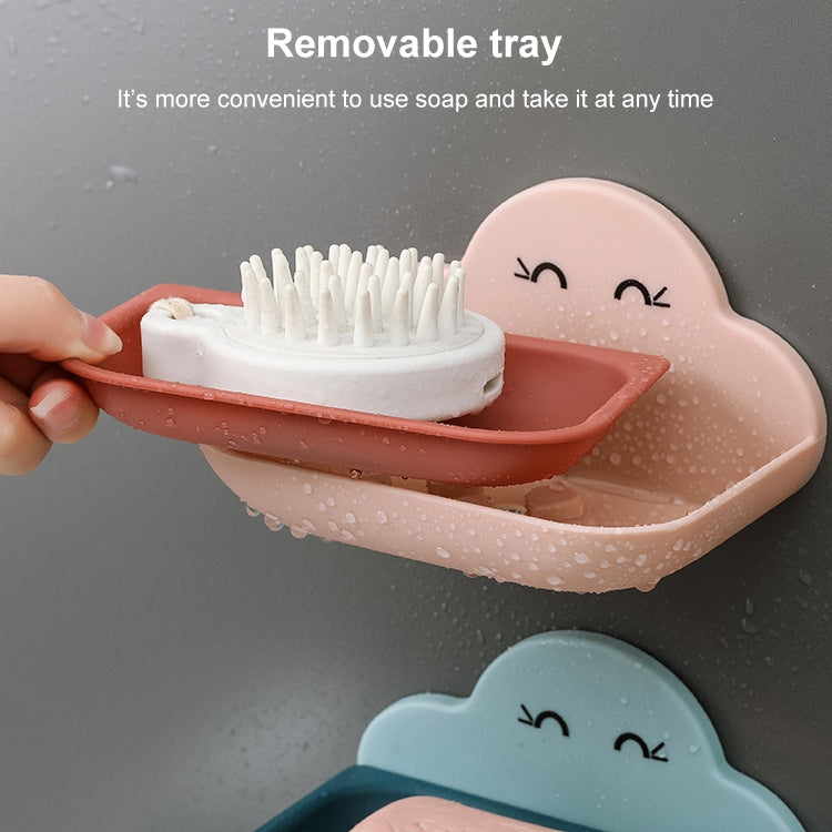 Wolkenseifenkasten Toilette Kreative Wandmontage Badezimmer Toilette Freie Stanzung Doppelschicht-Ablaufregal, Weiß, Rosa, Dunkelblau, Hellblau