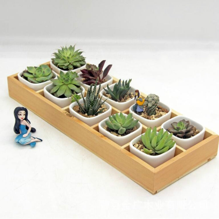 Succulent Wooden Storage Box Landscape Garden Decoration, 10 Cells