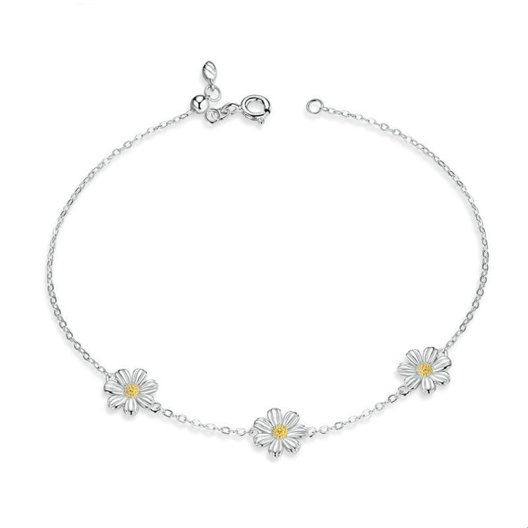 S925 Sterlingsilber Platin Beschichtetes Armband Niedliches Gänseblümchen Armband, Gänseblümchen
