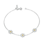 S925 Sterlingsilber Platin Beschichtetes Armband Niedliches Gänseblümchen Armband, Gänseblümchen