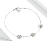 S925 Sterlingsilber Platin Beschichtetes Armband Niedliches Gänseblümchen Armband, Gänseblümchen