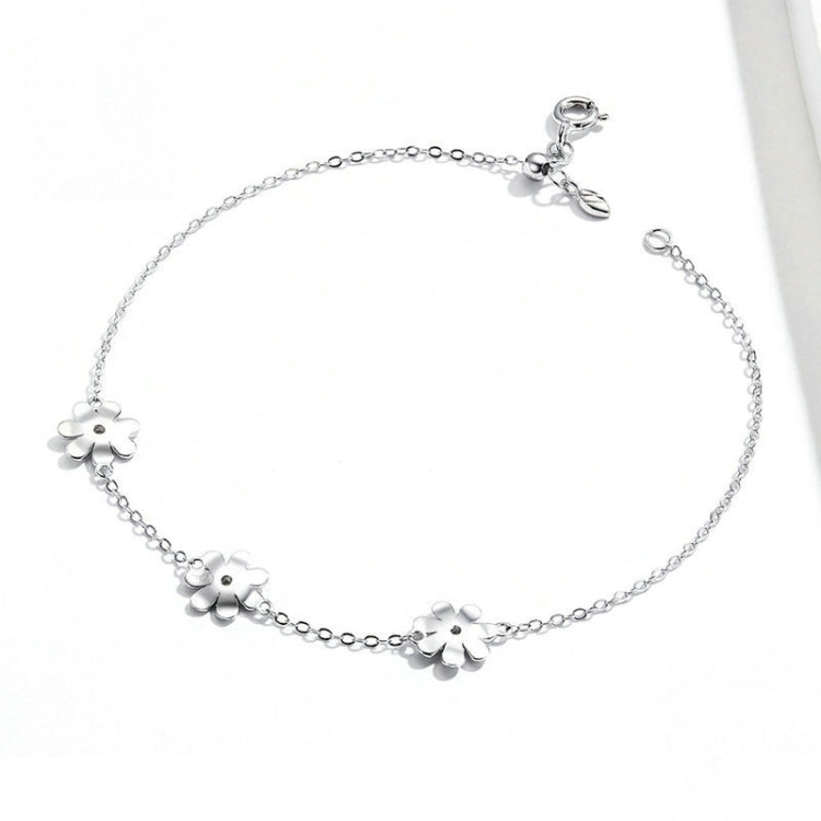 S925 Sterlingsilber Platin Beschichtetes Armband Niedliches Gänseblümchen Armband, Gänseblümchen