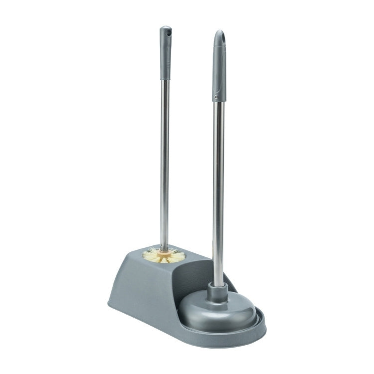 Haushalts-Toilettenbürste mit langem Stiel, Saugnapf-Set, Reinigung ohne tote Winkel, Grau, Braun