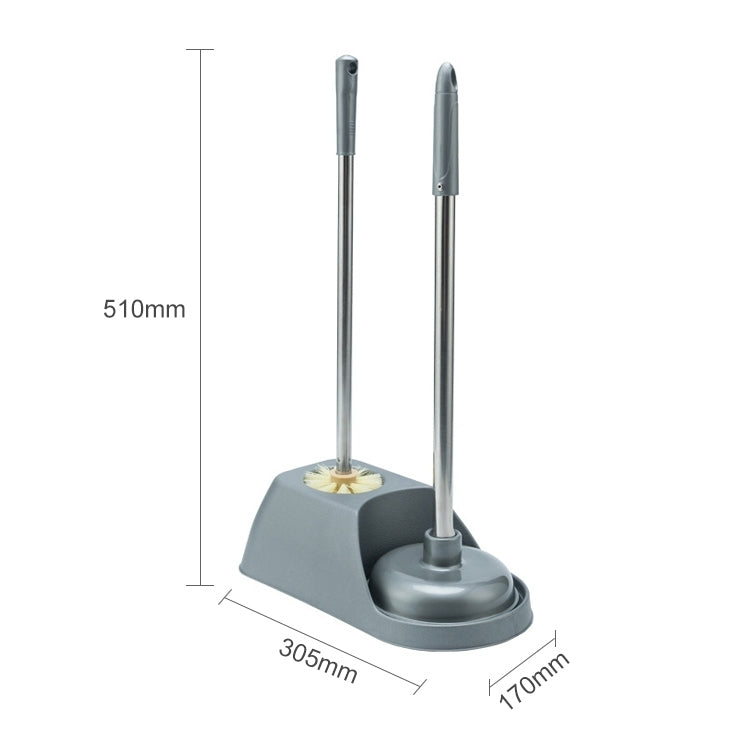 Haushalts-Toilettenbürste mit langem Stiel, Saugnapf-Set, Reinigung ohne tote Winkel, Grau, Braun