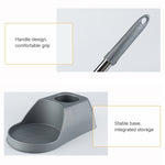 Haushalts-Toilettenbürste mit langem Stiel, Saugnapf-Set, Reinigung ohne tote Winkel, Grau, Braun