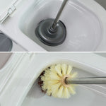Haushalts-Toilettenbürste mit langem Stiel, Saugnapf-Set, Reinigung ohne tote Winkel, Grau, Braun