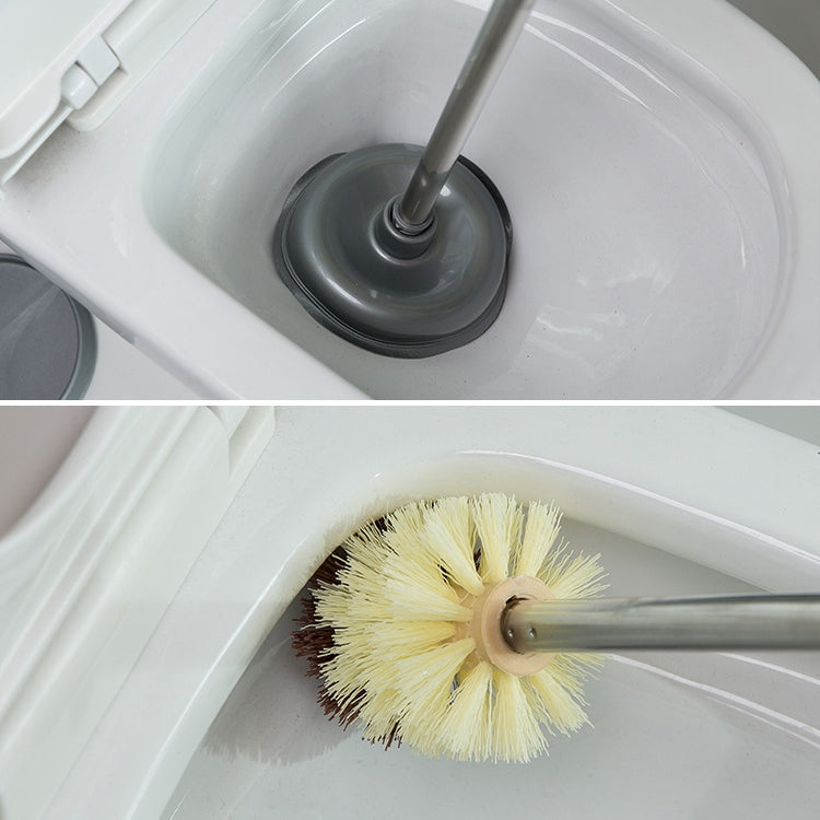 Haushalts-Toilettenbürste mit langem Stiel, Saugnapf-Set, Reinigung ohne tote Winkel, Grau, Braun