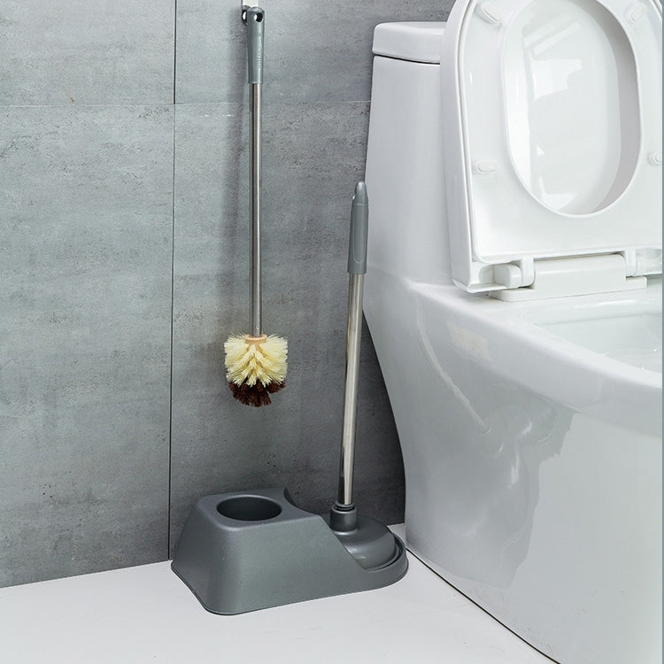 Haushalts-Toilettenbürste mit langem Stiel, Saugnapf-Set, Reinigung ohne tote Winkel, Grau, Braun