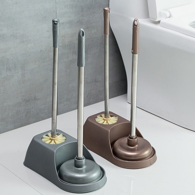 Haushalts-Toilettenbürste mit langem Stiel, Saugnapf-Set, Reinigung ohne tote Winkel, Grau, Braun