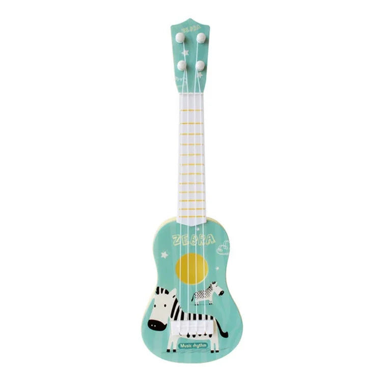 Small Simulation Musical Instrument Mini Four Strings Playable Ukulele Early Childhood Education Music Toy, Pink Rabbit, Light Blue Zebra, Pink Giraffe, Yellow Dinosaur