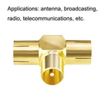 TV Male to 2x Female Aerial Antenna Plug Connector Coaxial Cable Adapter, TV Male to 2x Female
