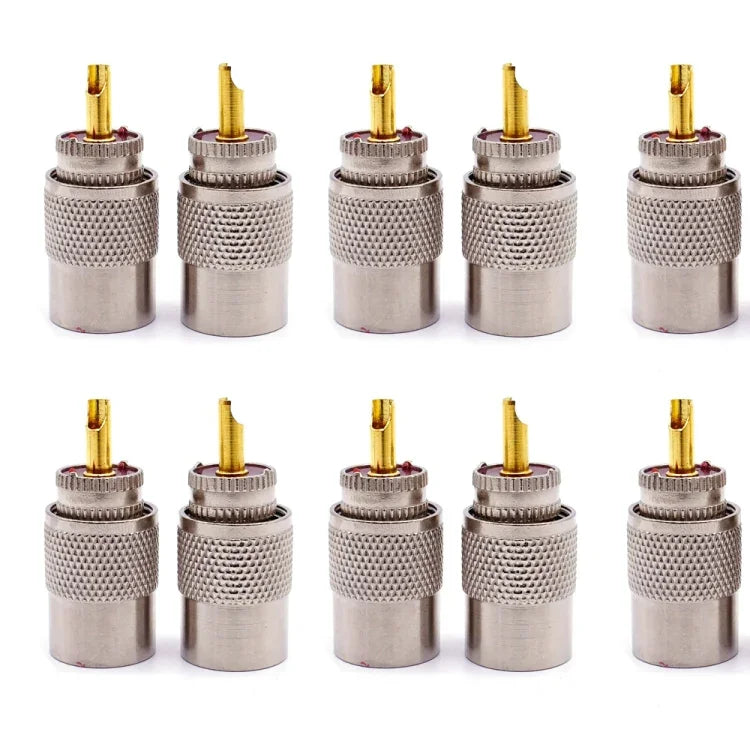 10 Stück UHF-Stecker PL259 für RG8/RG58-Kabel, Antennenanschluss, UHF-Stecker