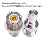 BNC-Buchse auf UHF PL-259-Buchse (gerader Typ) HF-Koaxialadapter, BNC-Buchse auf UHF-Buchse