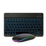 10 Zoll RGB Bunt Beleuchtete Bluetooth Tastatur und Maus Set für Handy / Tablet, Schwarz, Weiß