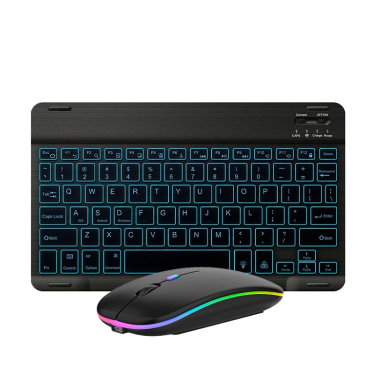 10 Zoll RGB Bunt Beleuchtete Bluetooth Tastatur und Maus Set für Handy / Tablet, Schwarz, Weiß