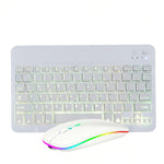 10 Zoll RGB Bunt Beleuchtete Bluetooth Tastatur und Maus Set für Handy / Tablet, Schwarz, Weiß