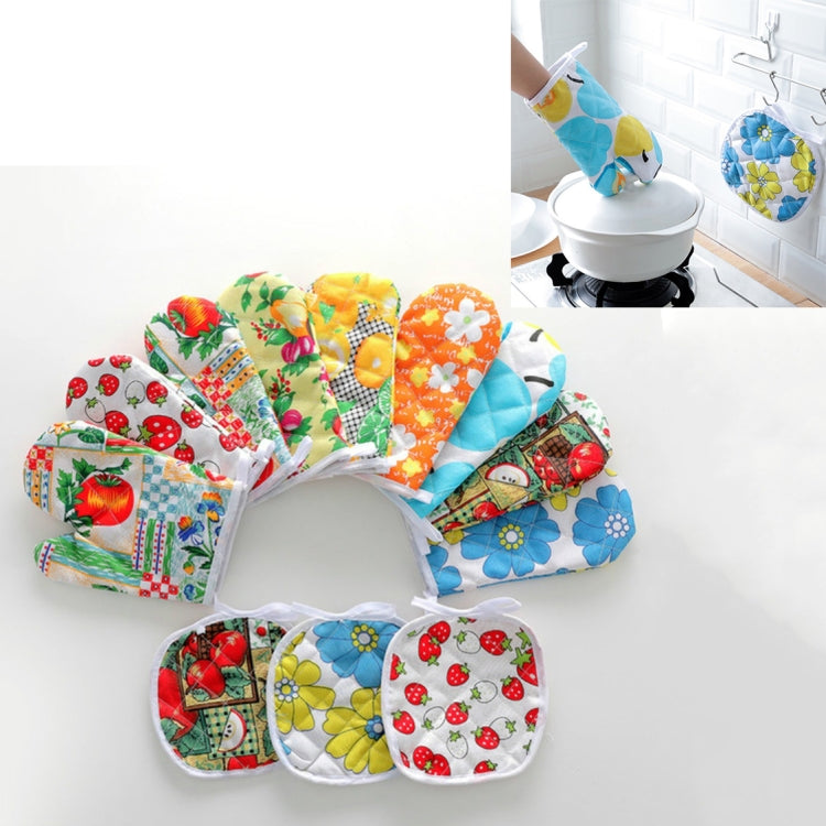 5 Sets 2-in-1 Verdickte Mikrowellen-Ofen-Hochtemperatur-beständige Plus Samt-Isolierhandschuhe Set, 5 Sets
