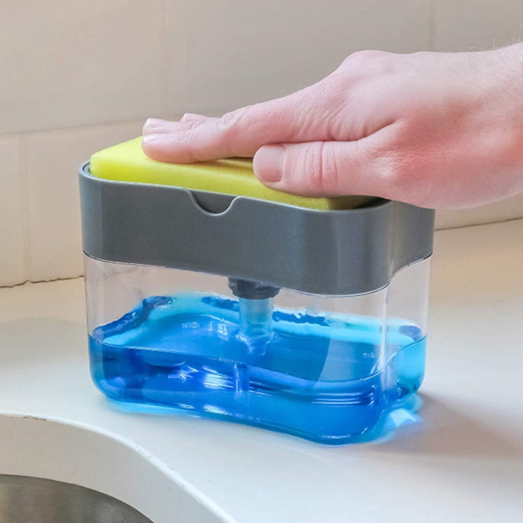 Küchengeschirrspülbürste mit Flüssigseifenpumpe, Seifenspender mit Waschschwamm, automatischer Reinigungsbürste