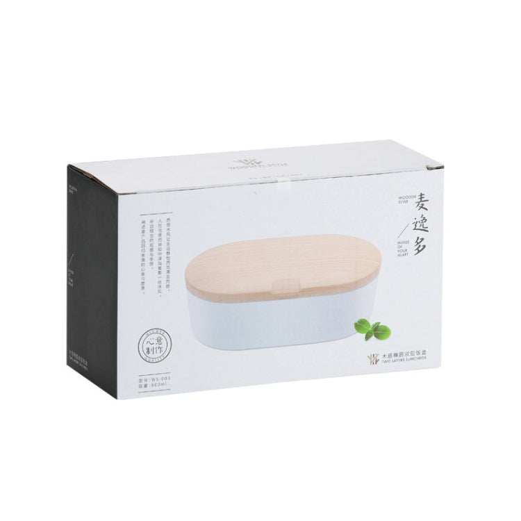 Ovale schlichte Lunchbox Holz-Sushi versiegelte auslaufsichere Lunchbox mit Besteck, einlagig