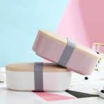 Ovale schlichte Lunchbox Holz-Sushi versiegelte auslaufsichere Lunchbox mit Besteck, einlagig