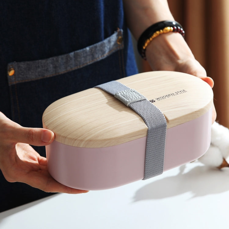 Ovale schlichte Lunchbox Holz-Sushi versiegelte auslaufsichere Lunchbox mit Besteck, einlagig