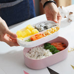 Ovale schlichte Lunchbox Holz-Sushi versiegelte auslaufsichere Lunchbox mit Besteck, einlagig