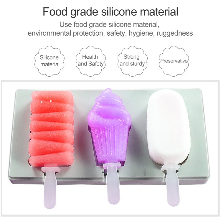Silikon Cartoon Hausgemachte DIY Eis am Stiel Form mit Deckel, Farbe Zufällige Lieferung, Fruchtspecht, Eiscreme, Schneemann Nilpferd Hase